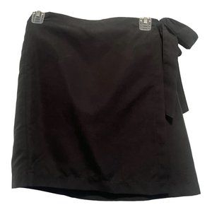 Women's Faux Suede Black Wraparound Mini Skirt, Size Large